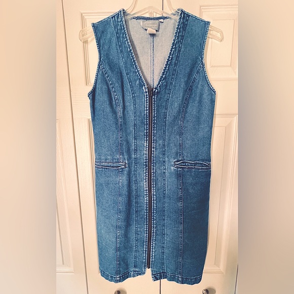 Dresses & Skirts - 80s Mini Zip Up Denim Dress 4P